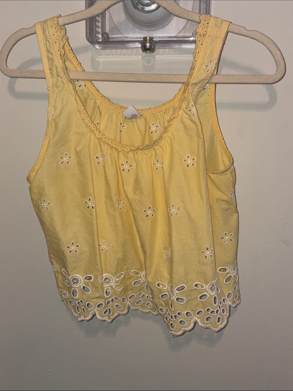 Old Navy Yellow Eyelet Cotton Camisole Tank